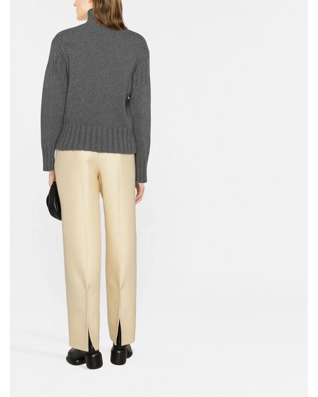 Jil Sander Gray Roll-Neck Cashmere Jumper
