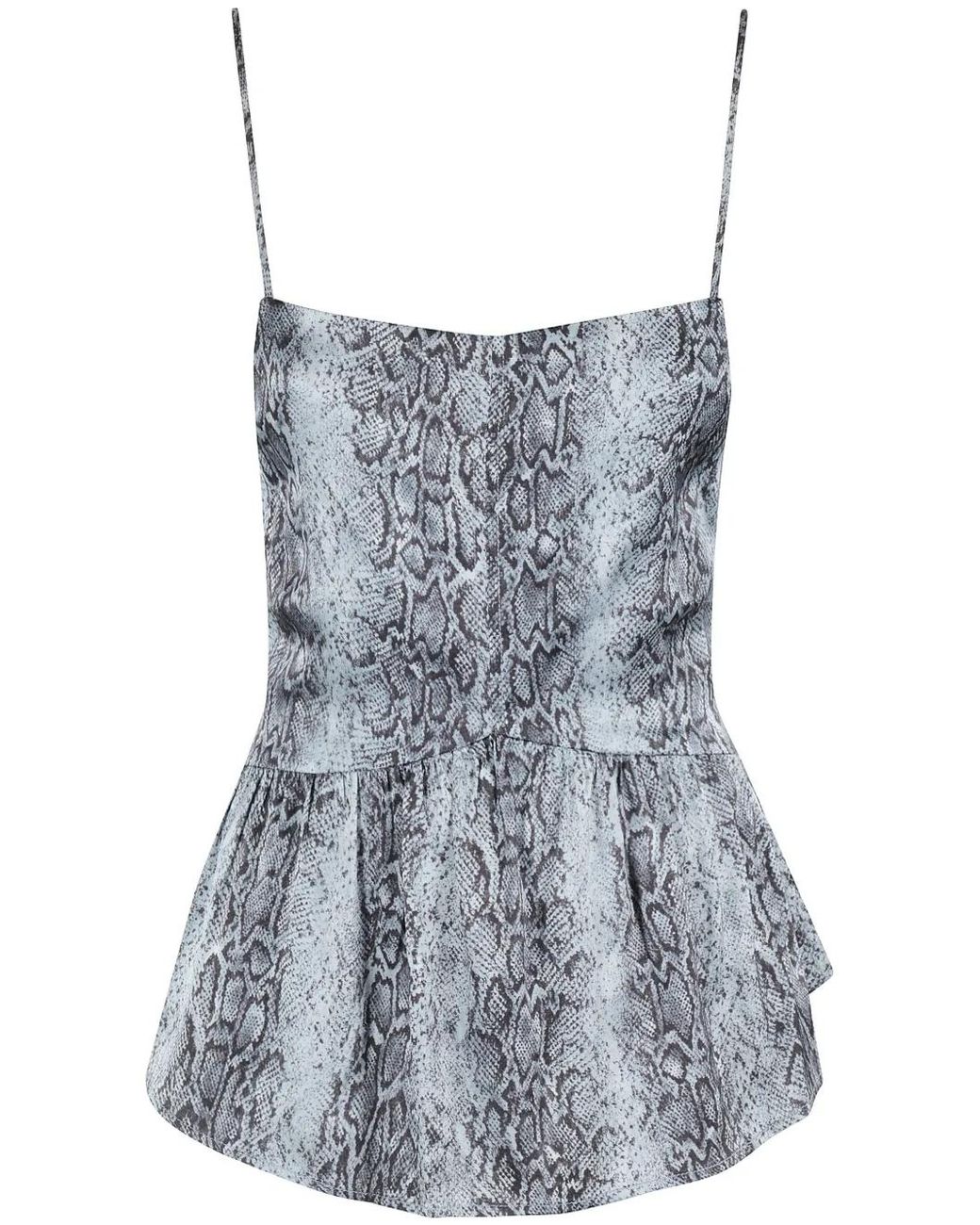 Ganni Gray Python-Print Top
