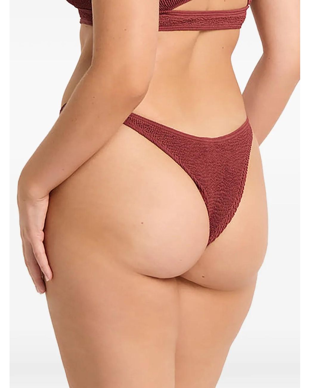 Bondeye Red Sinner Smocked Bikini Bottom