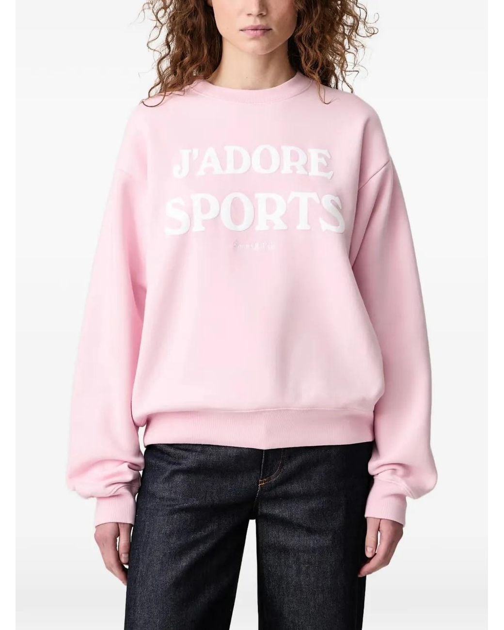 Sporty & Rich Pink J'Adore Logo-Print Sweater