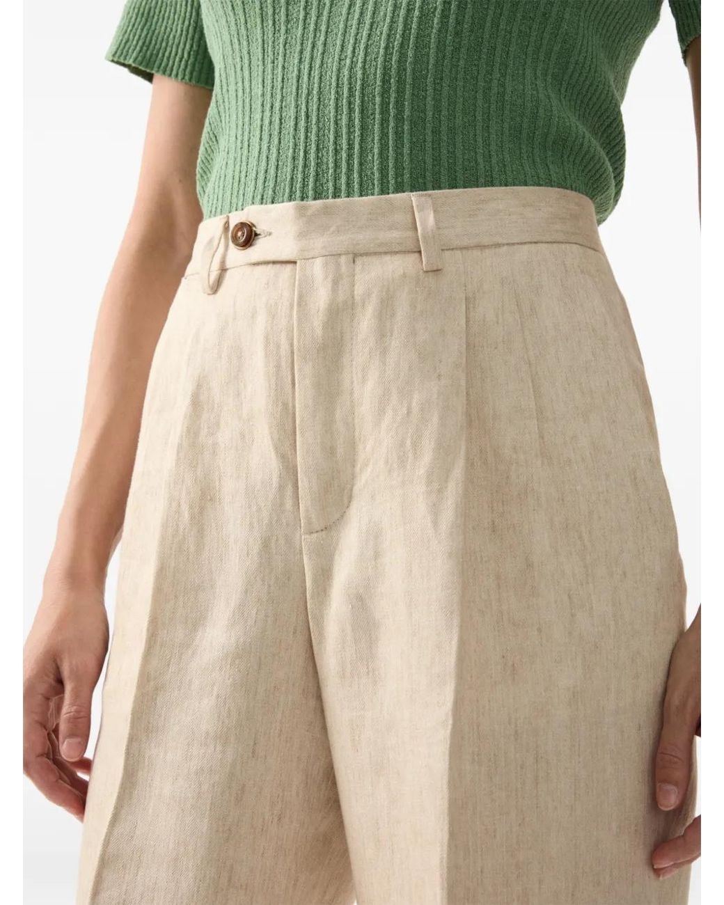 Fortela White Justine Pleated Trousers