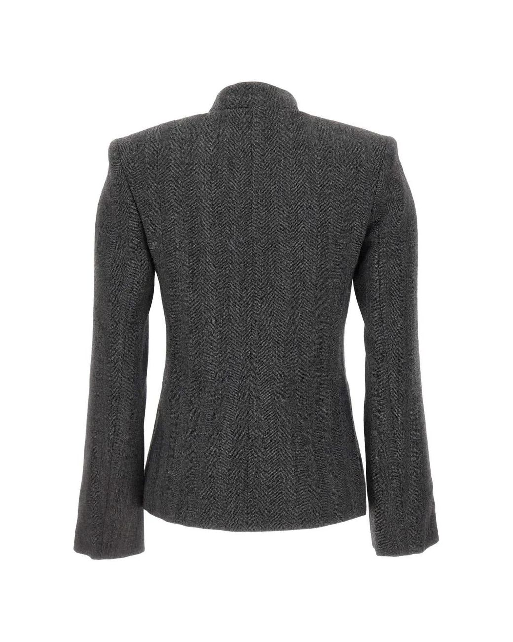 Coperni Black Herringbone-Pattern Asymmetrical-Fastening Jacket