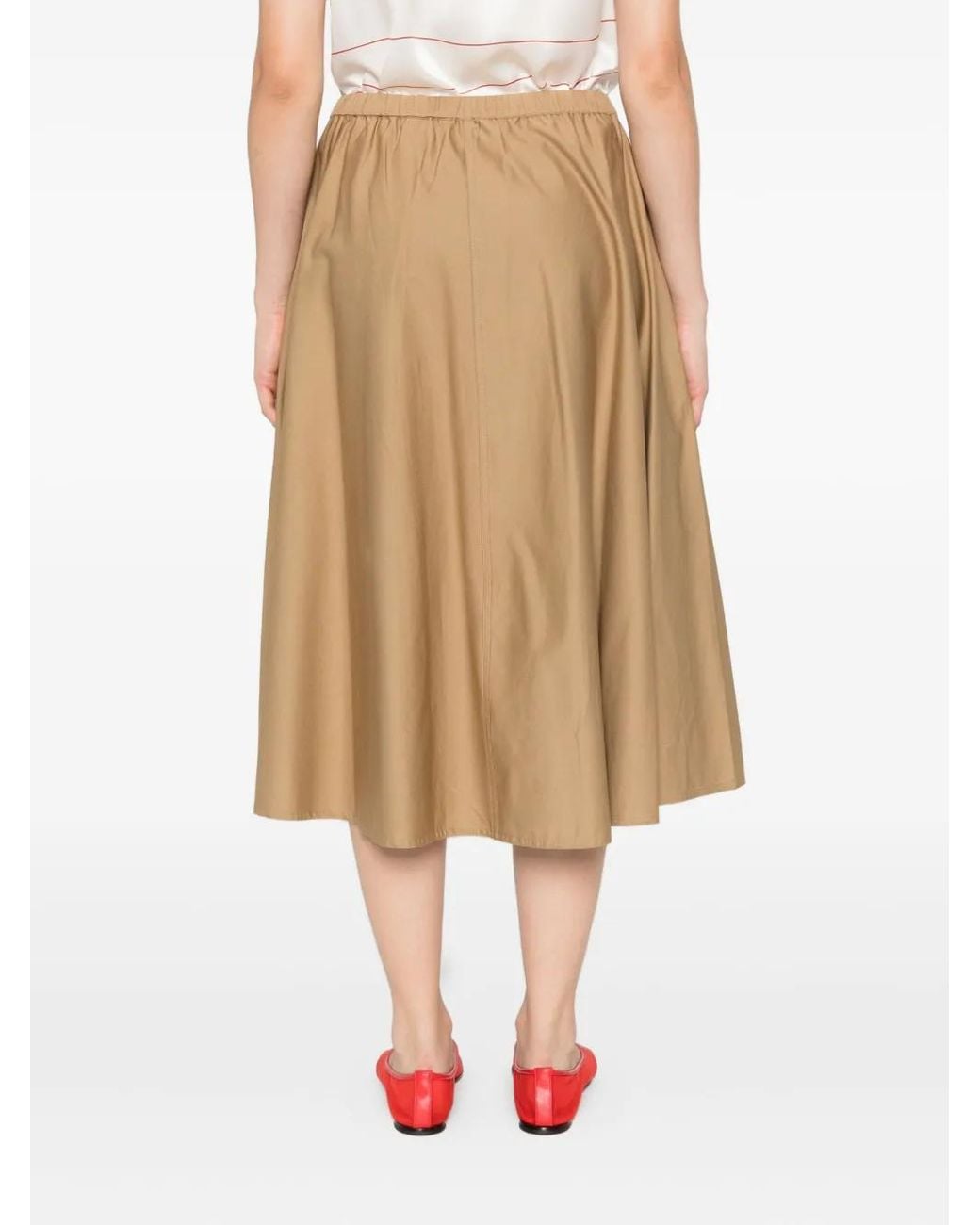 Vince Midi-Rok Met Elastische Taille in het Natural
