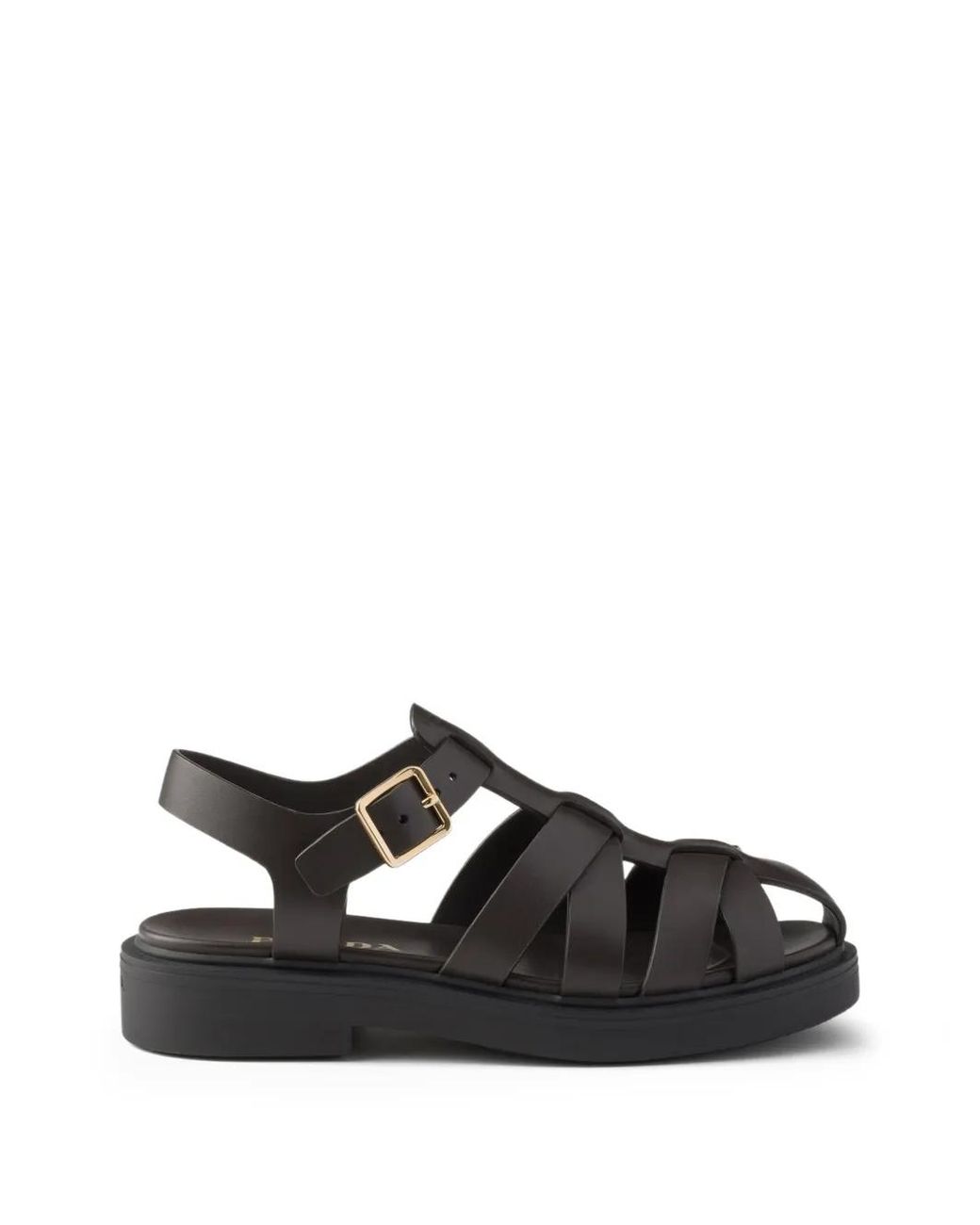 Prada Black Leather Fisherman's Sandals