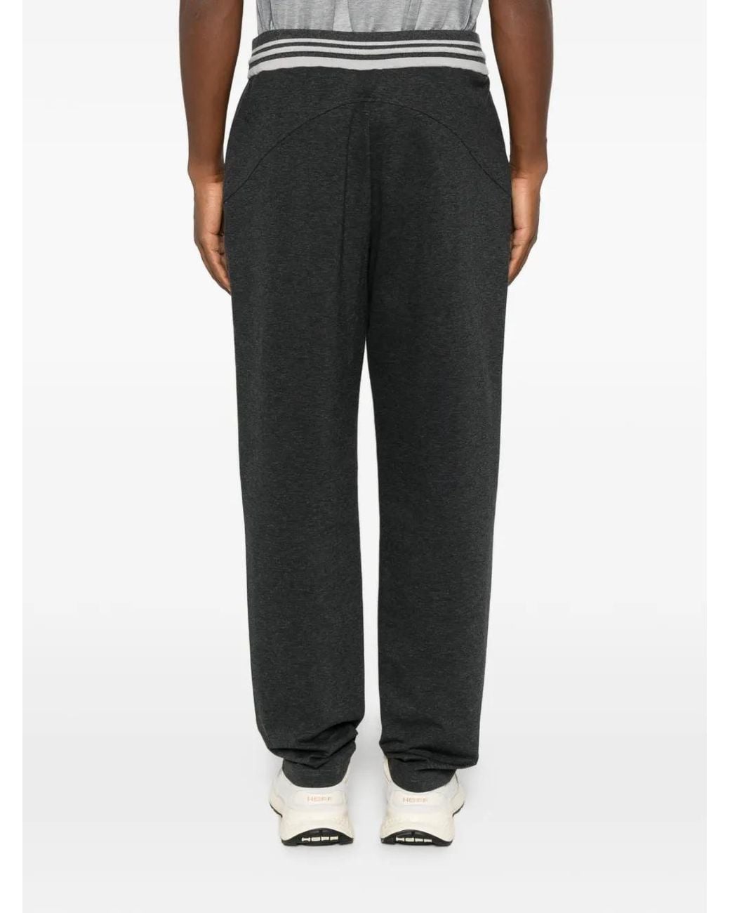Panicale Black Striped Drawstring Track Pants for men