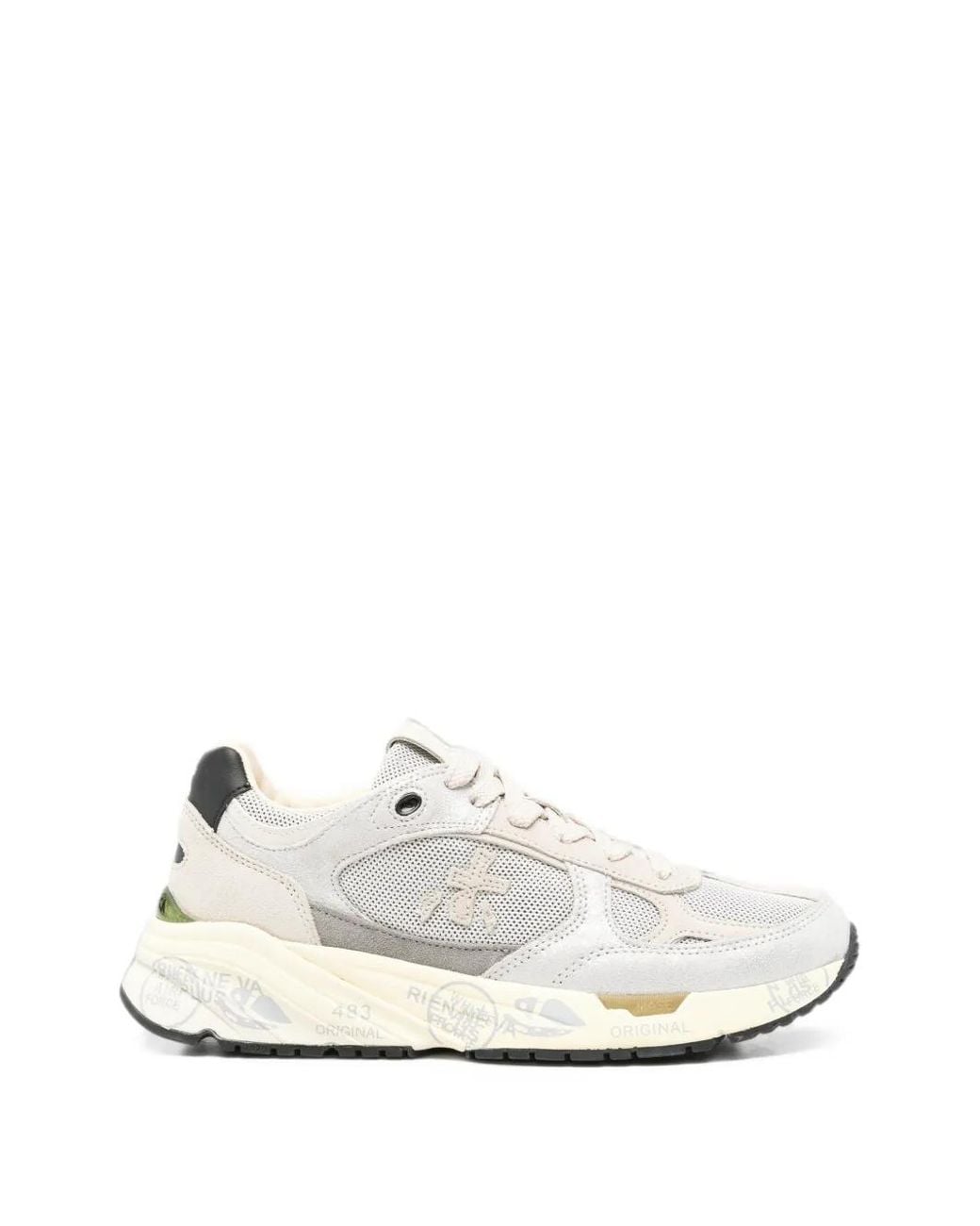 Premiata White Mased 8516 Panelled Leather Sneakers