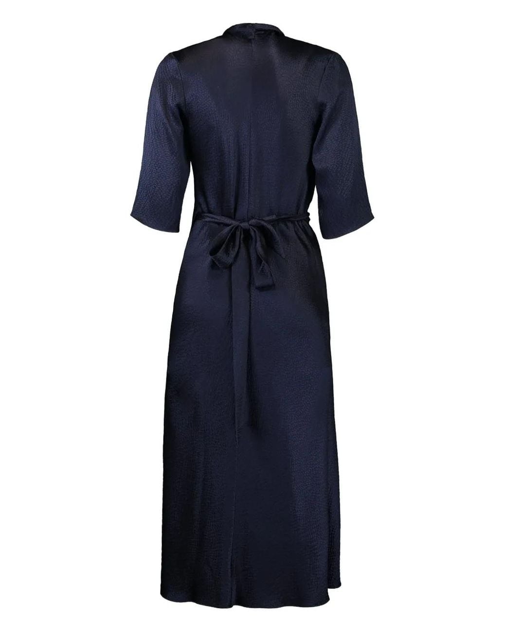Peter Cohen Blue Wrap-Effect Midi Dress