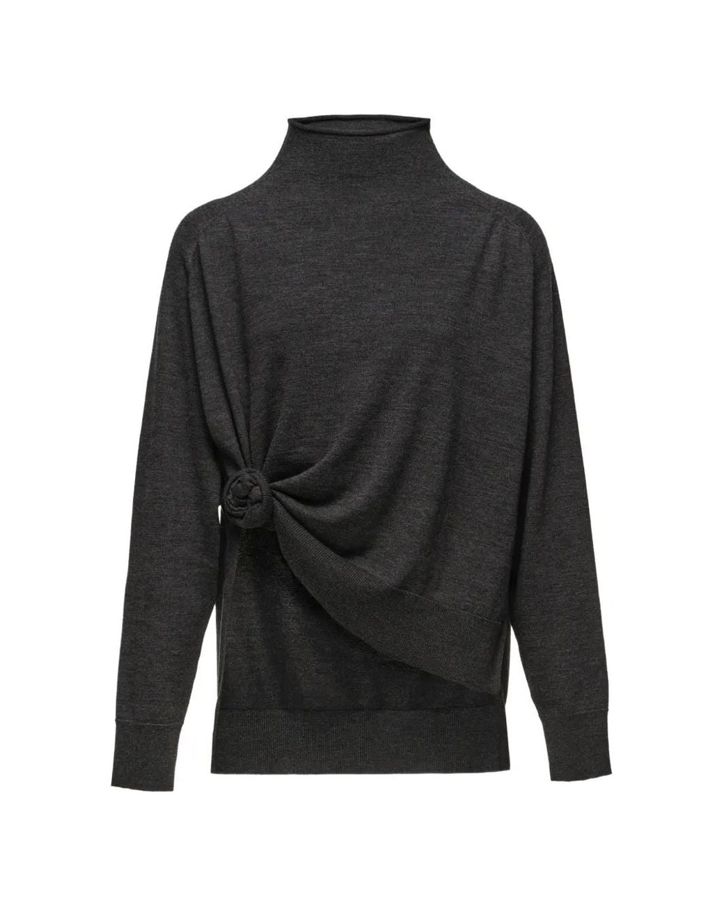 Magda Butrym Black Pull En Laine Nouée À Col Roulé