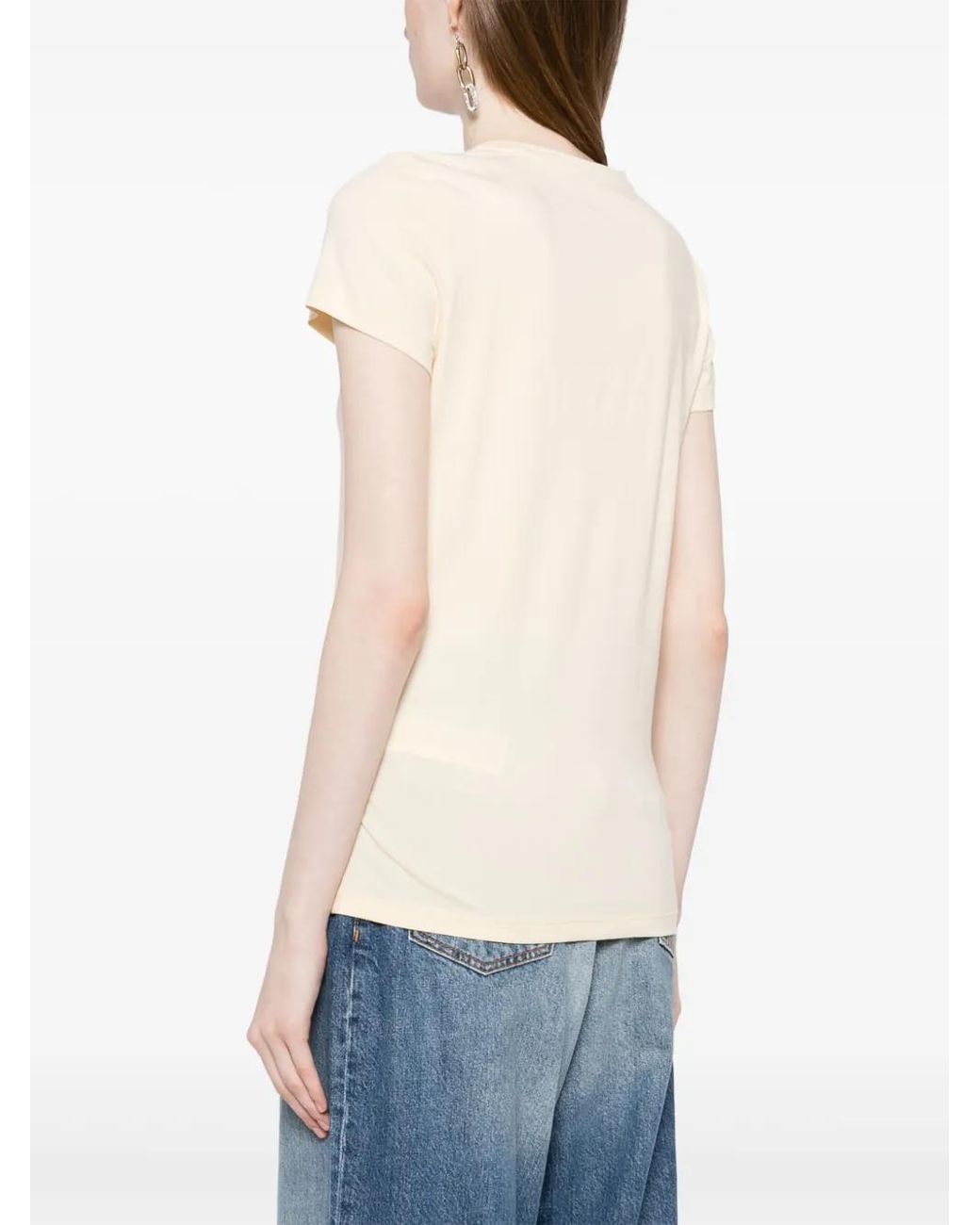 Roberto Cavalli Natural Logo-Embroidered Stretch-Cotton T-Shirt