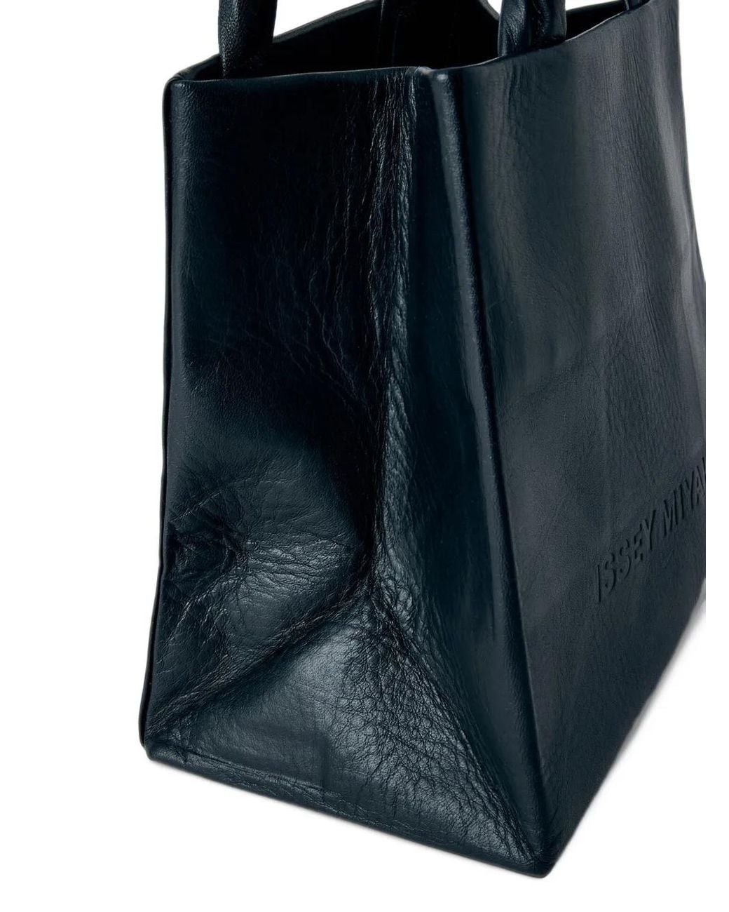 Issey Miyake Blue Twisted-Handle Embossed-Logo Tote Bag