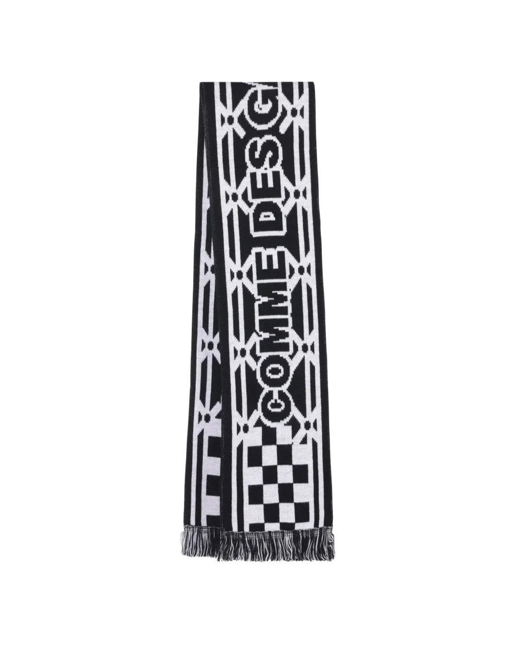 Comme des Garçons White Logo-Intarsia Checkered Scarf for men