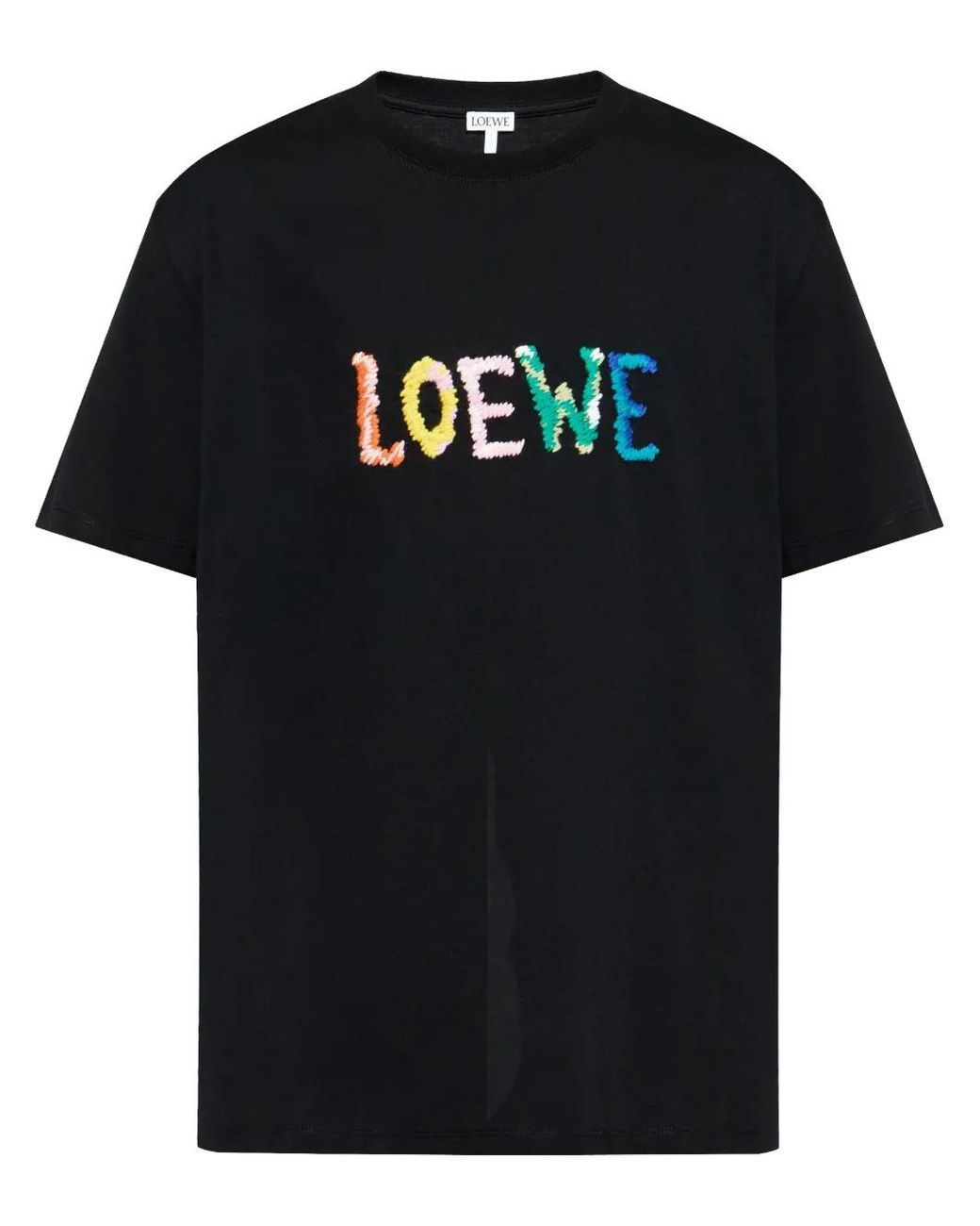 LOEWE ブラック 半袖Tシャツ loewe-black-Logo-Embroidered-T