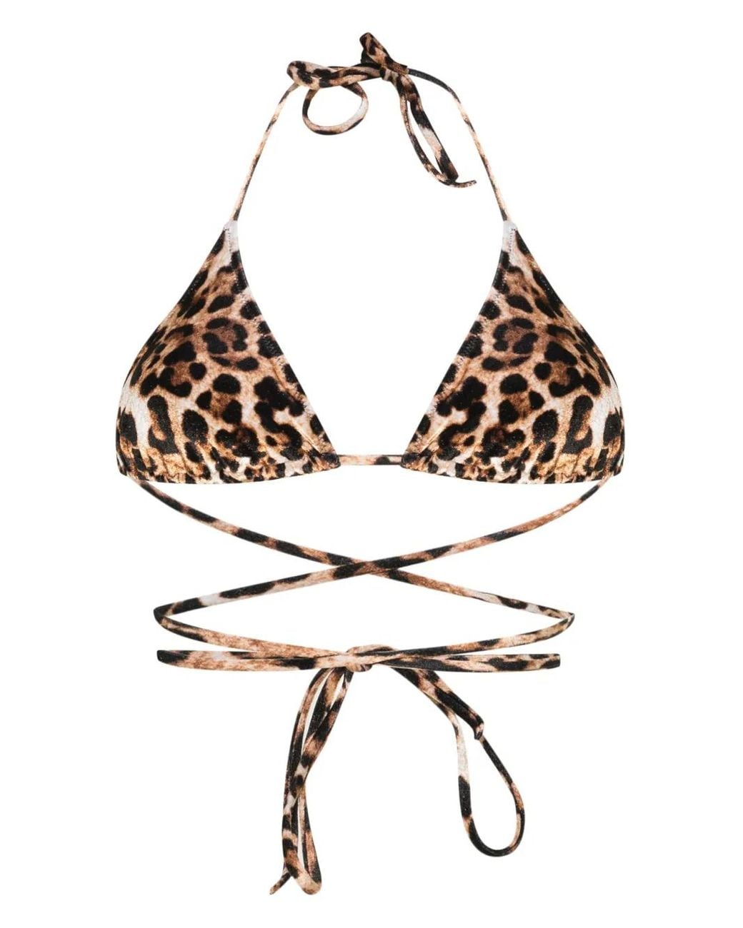 Vetements Brown Leopard-Print Velour Bikini Top