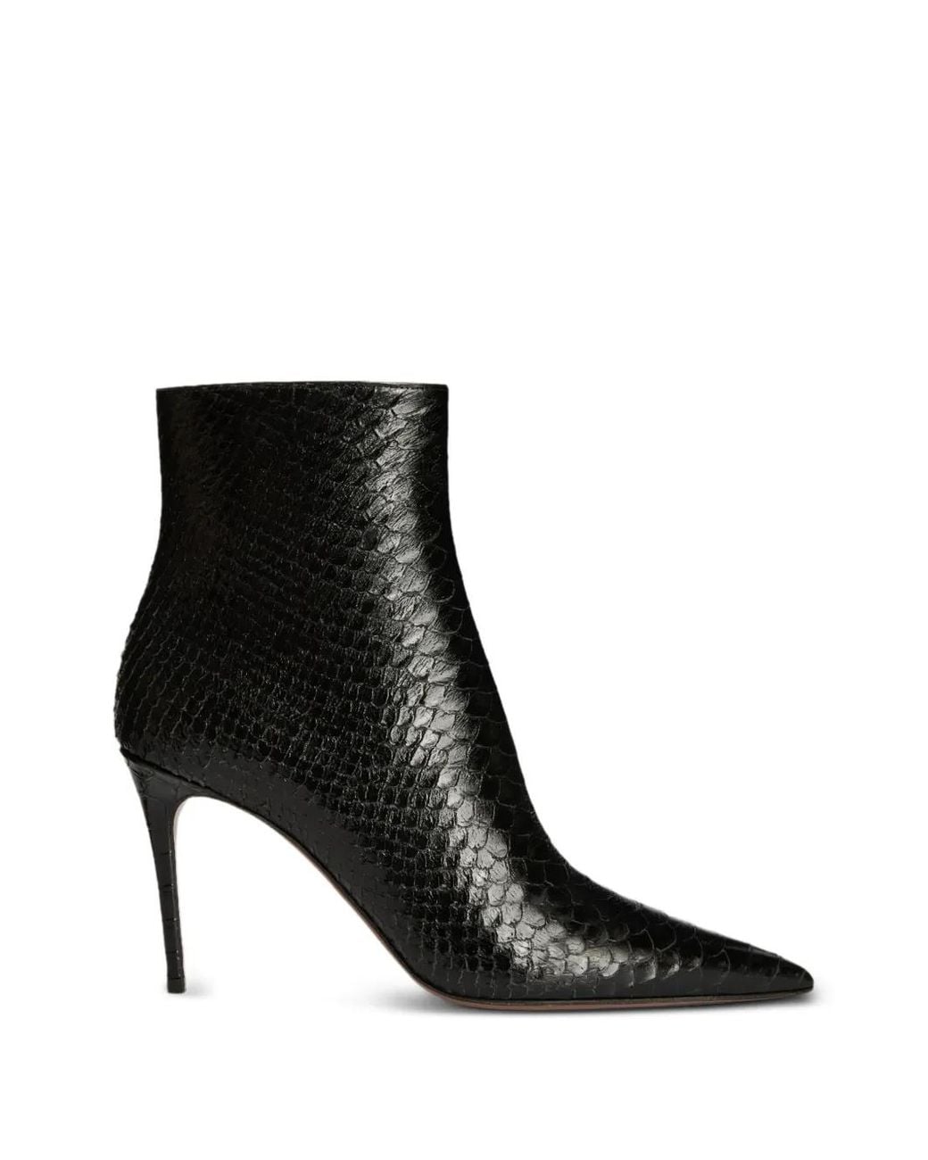Paris Texas Black Vera Snake-Effect Stiletto Boots