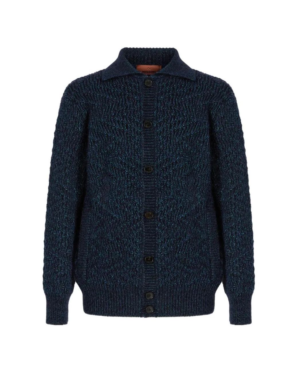 Missoni Blue Oversized Wool-Blend Cardigan With Alpaca Inserts for men