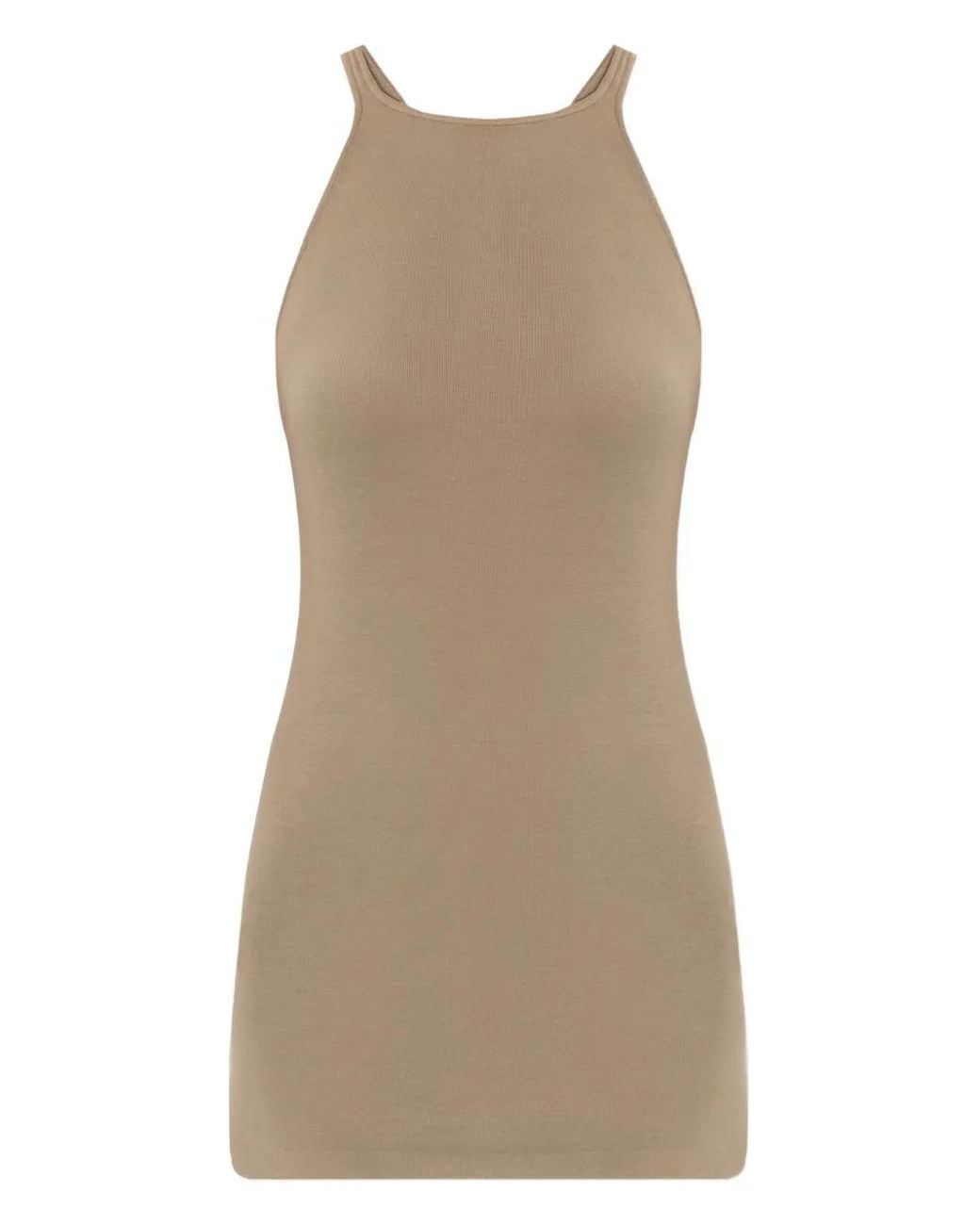 Rick Owens Natural Ribbed Racer-Back Tank Top