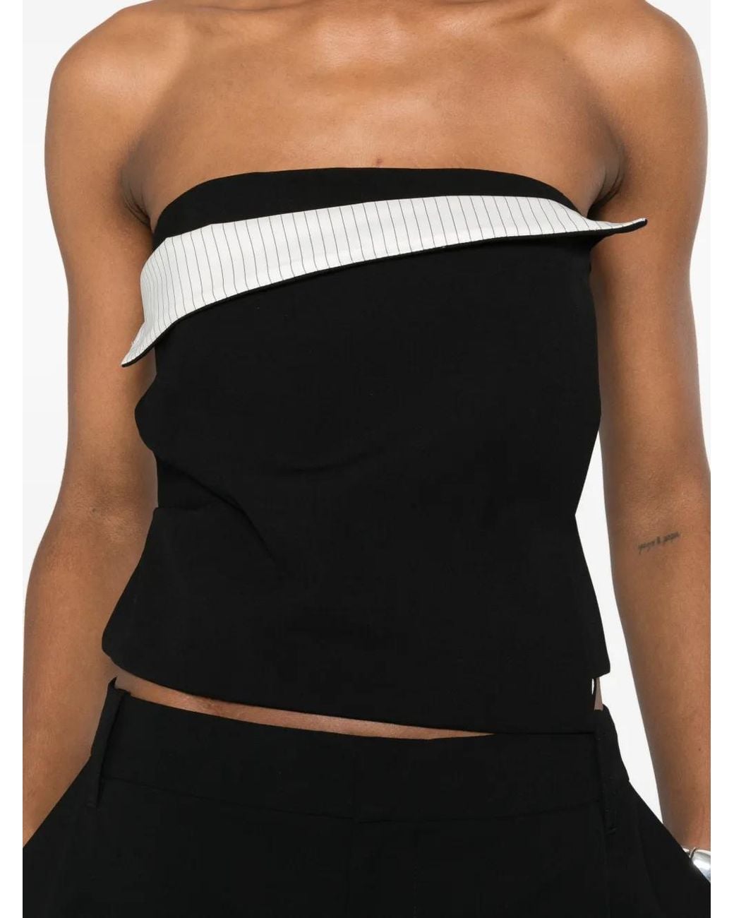Sir Black Rivoli Pinstripe-Panel Bandeau Top