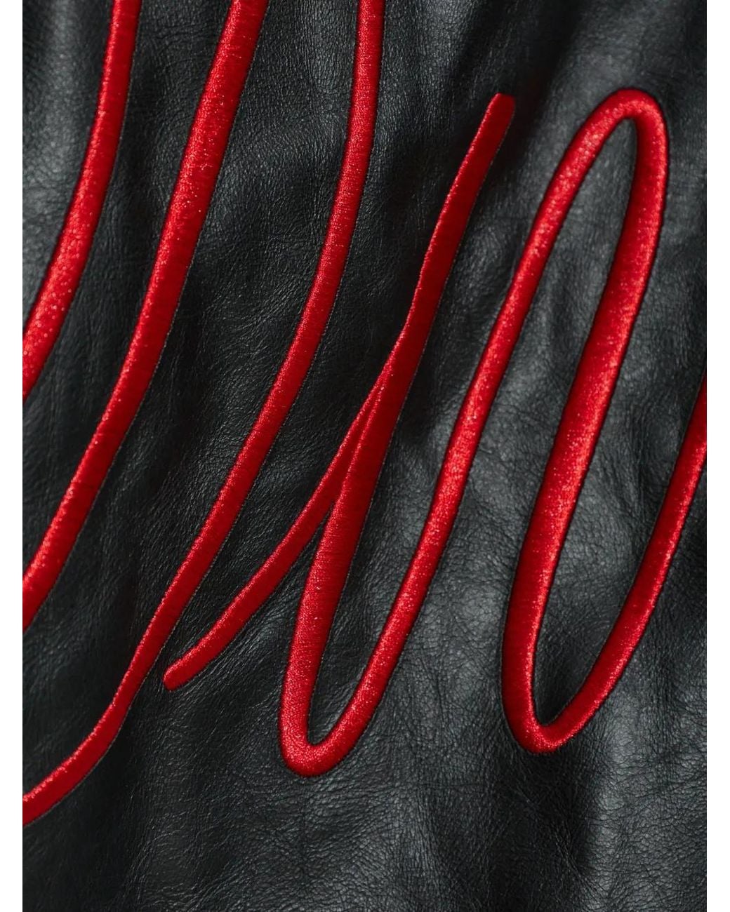 Carne Bollente Black Embroidered Leather Jacket
