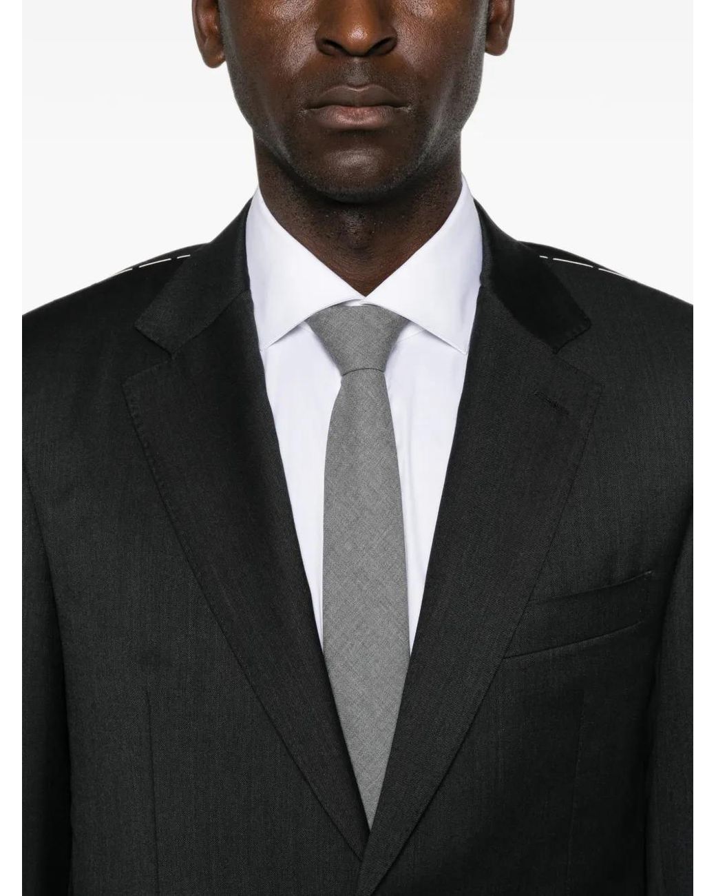 Canali Black Single-Breasted Notched-Lapels Suit for men