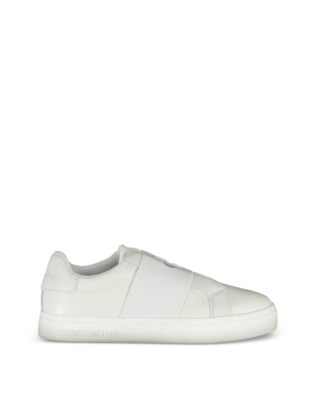 Calvin Klein White Logo-Strap Slip-On Sneakers