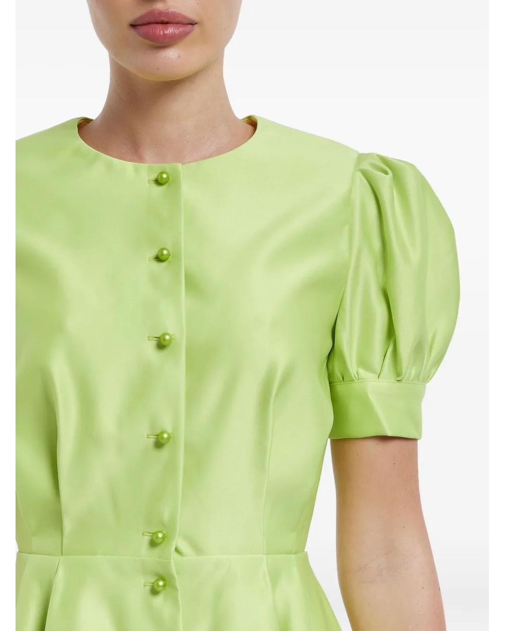 POST MERIDIEM Green Button-Down Mini Dress