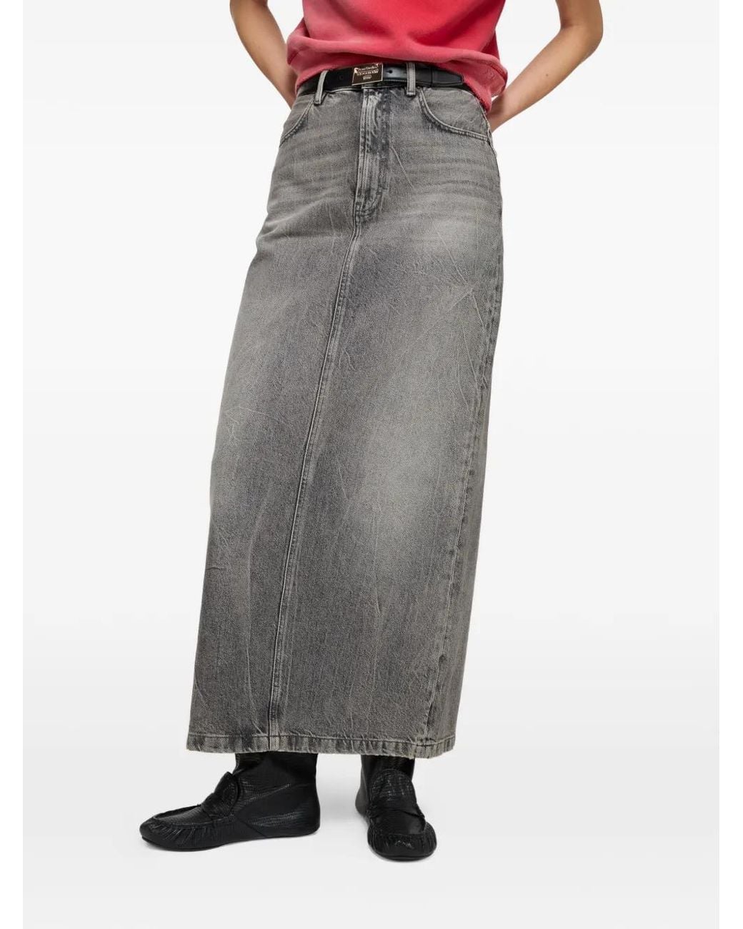 Acne Gray Long Denim Skirt