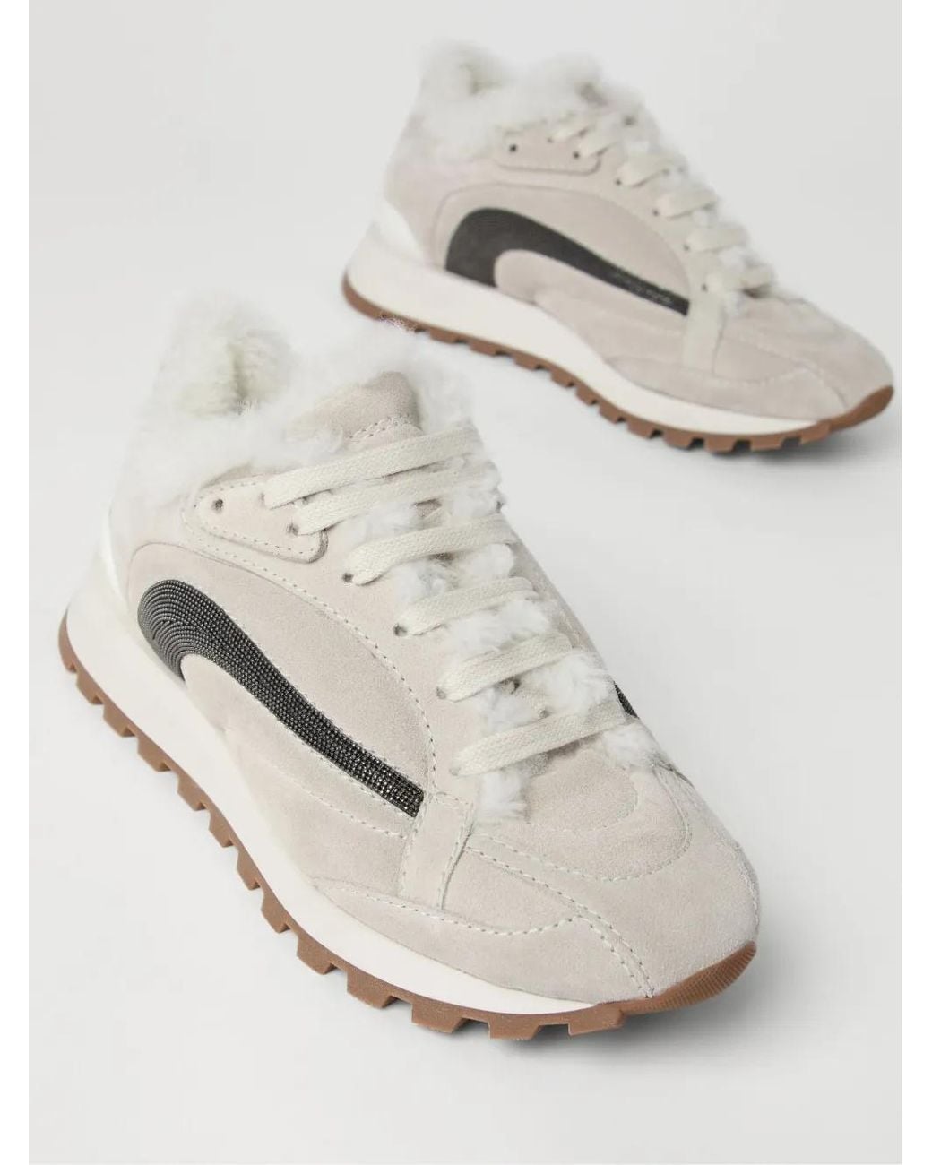 Brunello Cucinelli White Monili-Chain Sneakers