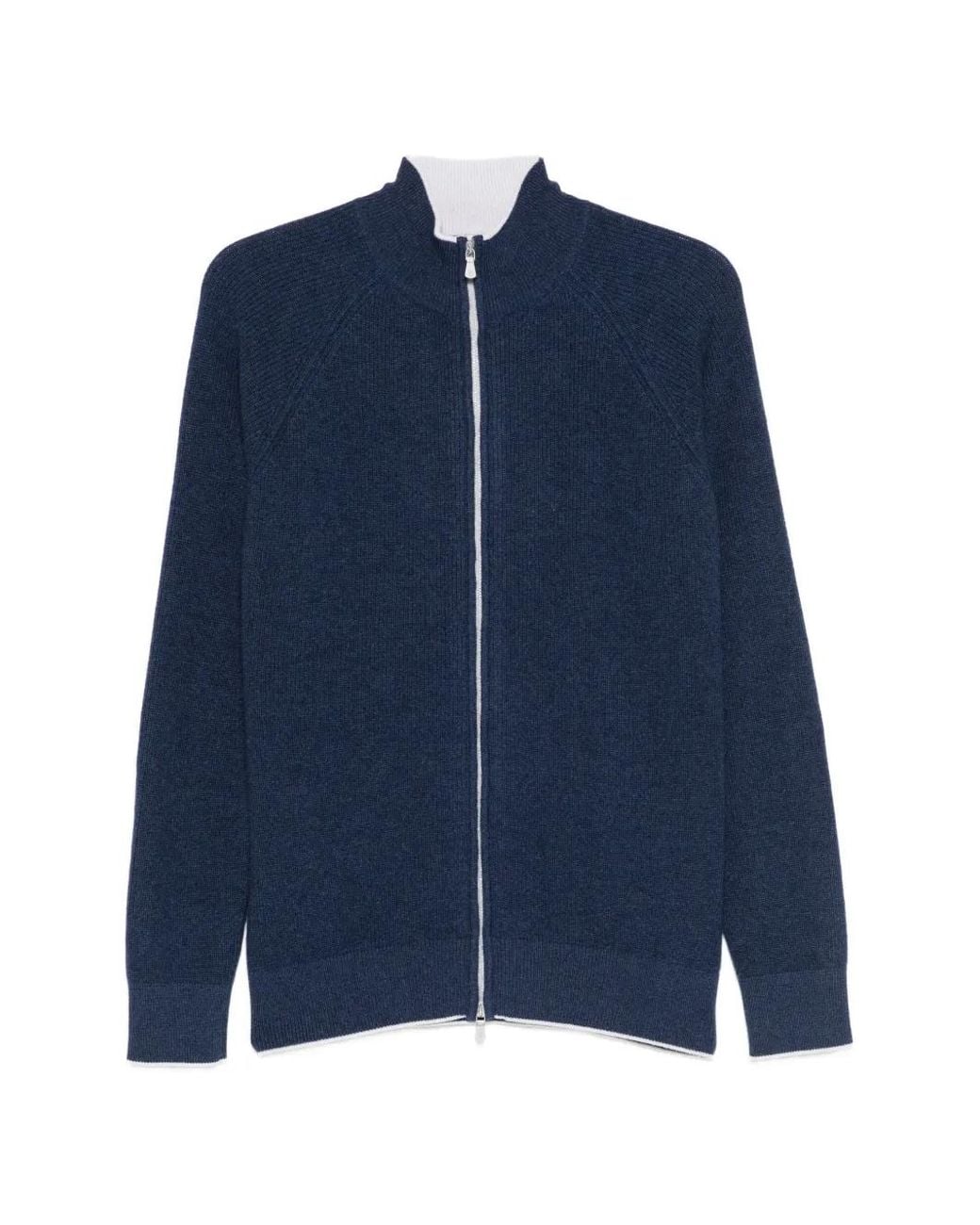 Eleventy Blue Zip-Up Cardigan for men