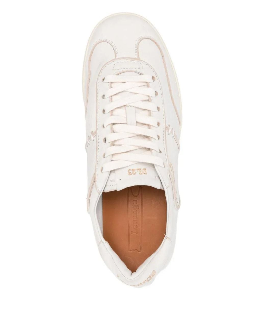 LEMARGO White Perforated-Leather Lace-Up Sneakers