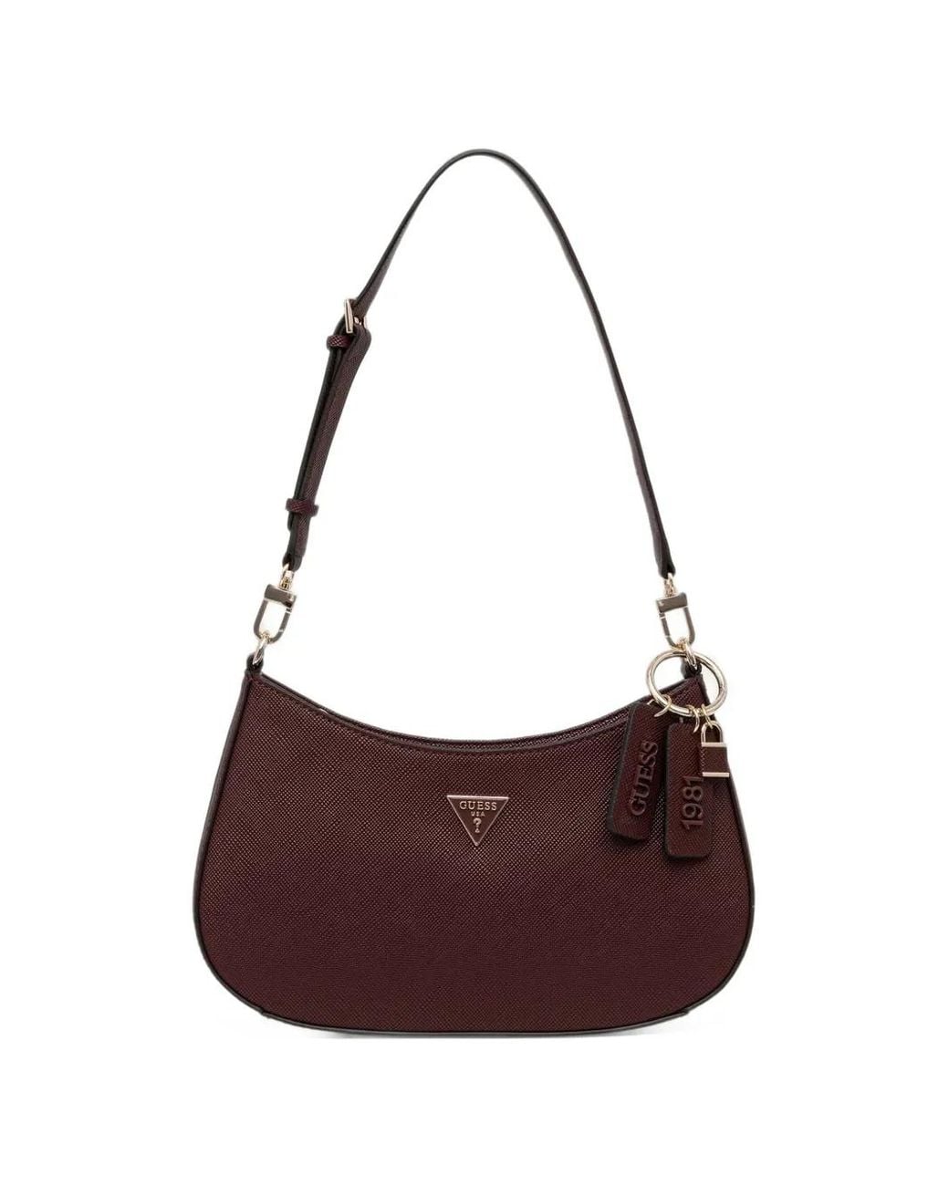 Guess Purple Logo-Plaque Shoulder Bag