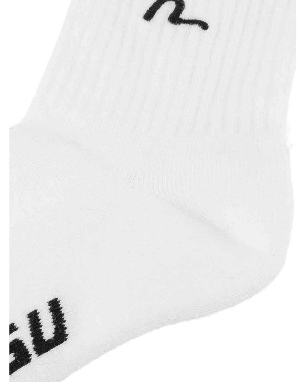 Evisu White Seagull-Embroidered Logo-Print Socks