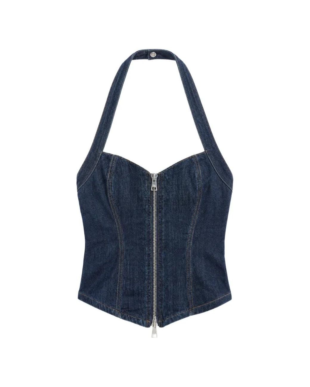 Reformation Blue Kessie Halterneck Denim Top