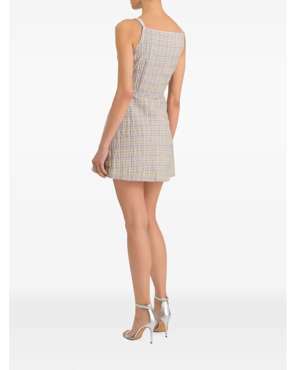 Markarian Gray Skye Plaid Seersucker Mini Dress