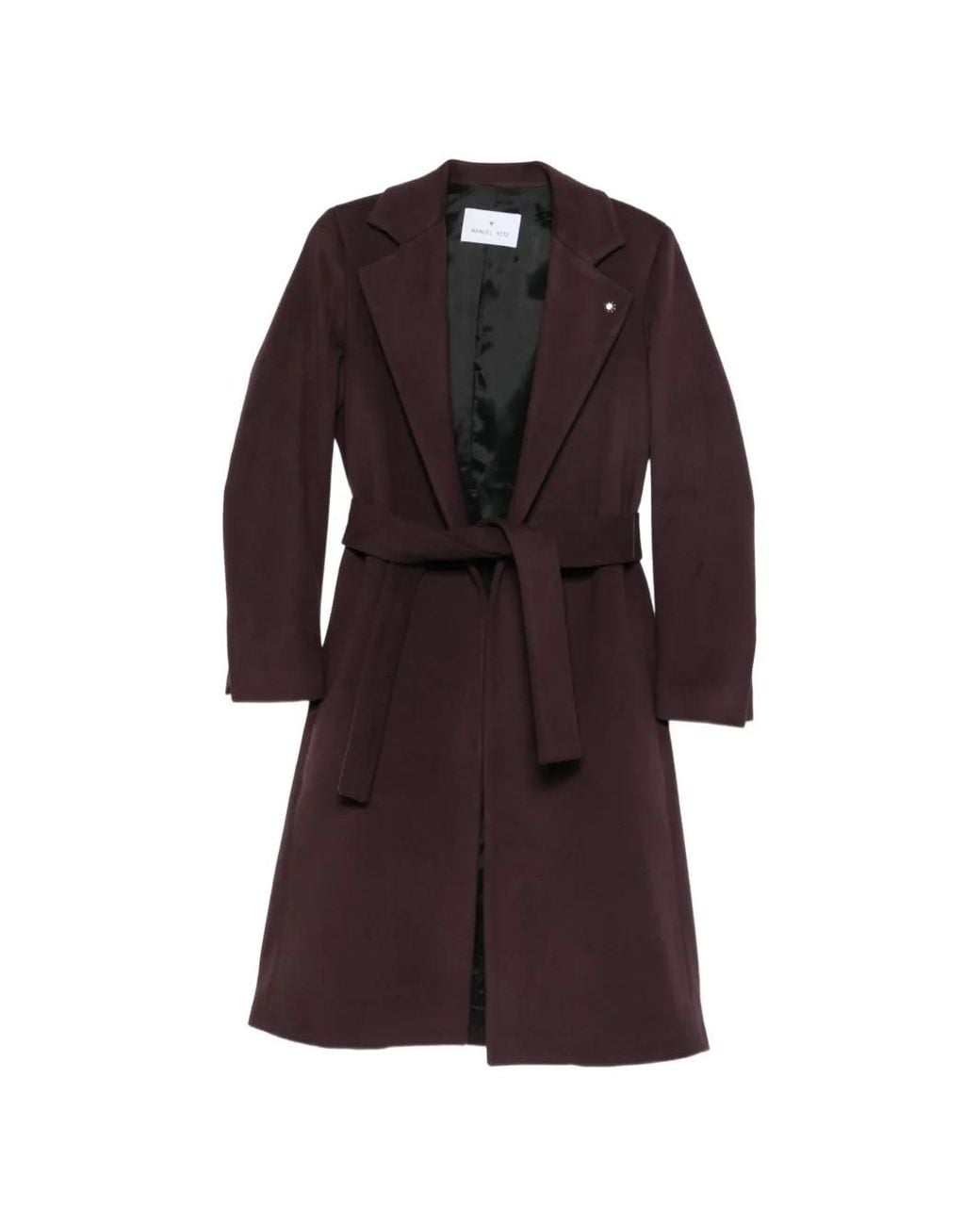 Manuel Ritz Purple Belted Notch-Lapel Coat