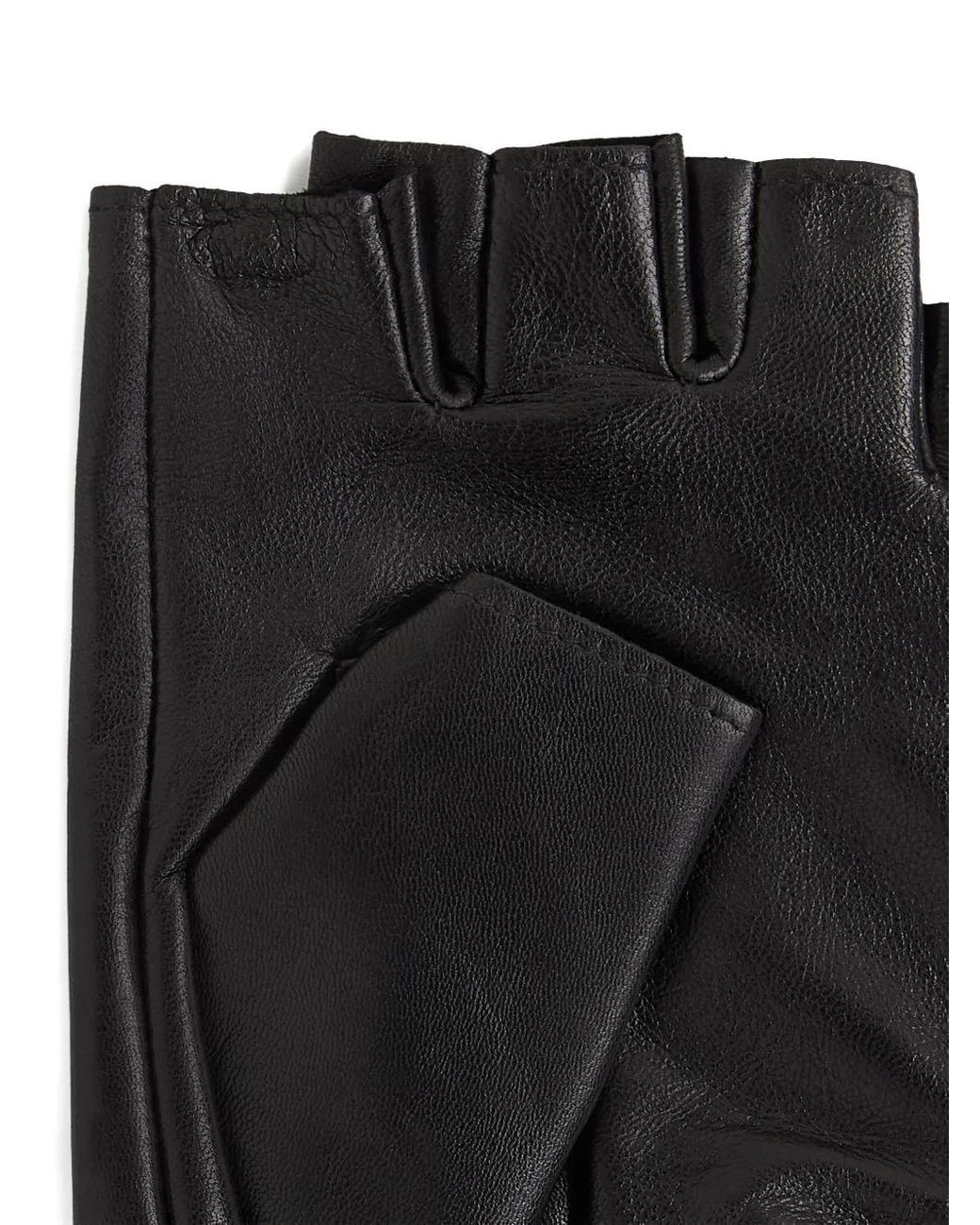 Karl Lagerfeld Black K/Monogram Fingerless Leather Gloves for men