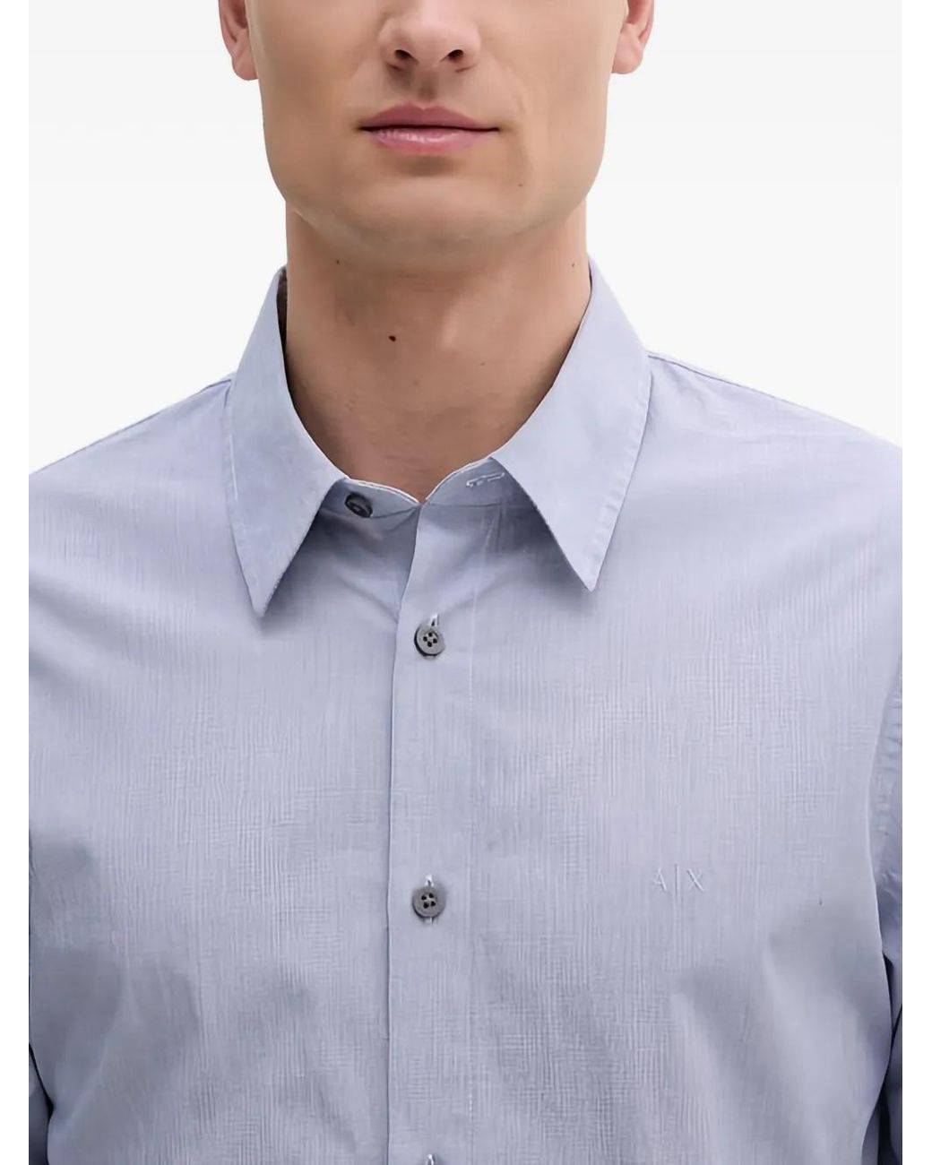 ARMANI EXCHANGE Blue Buttoned Long-Sleeves Shirt for men