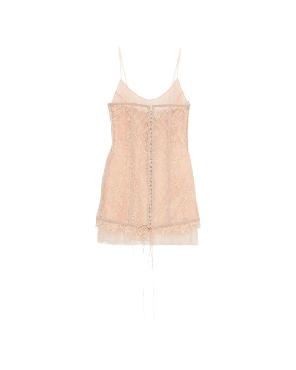 GIUSEPPE DI MORABITO White Lace-Fabric Panelled-Design Mini Dress
