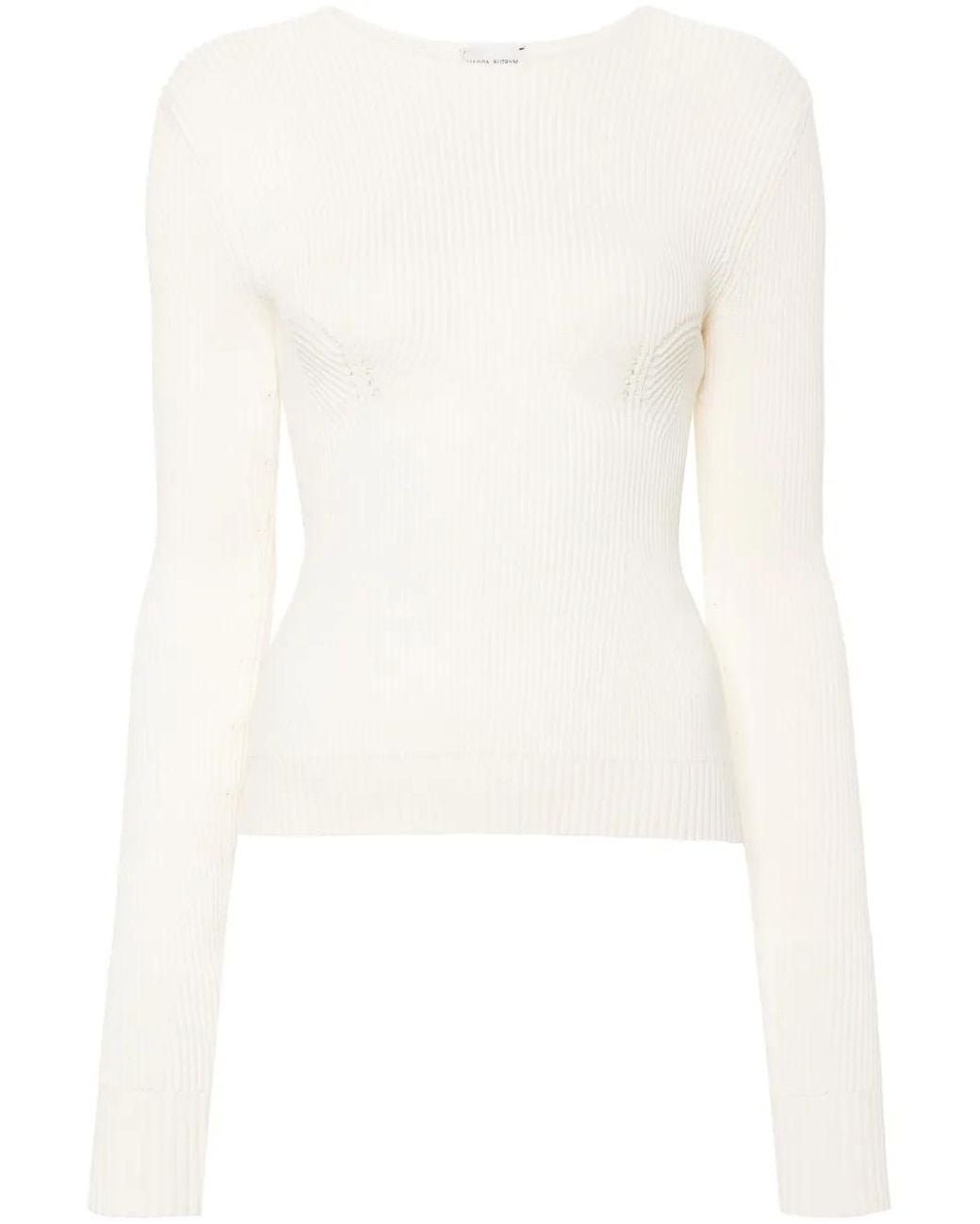Magda Butrym White Long-Sleeve Ribbed Jumper