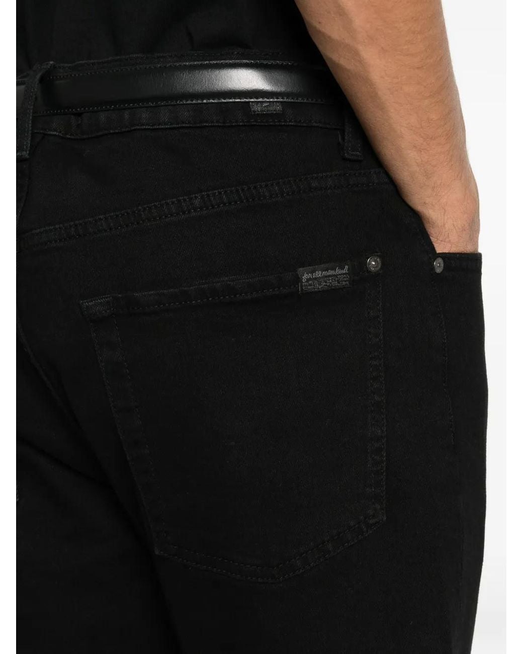 7 For All Mankind Black Straight-Leg Jeans for men