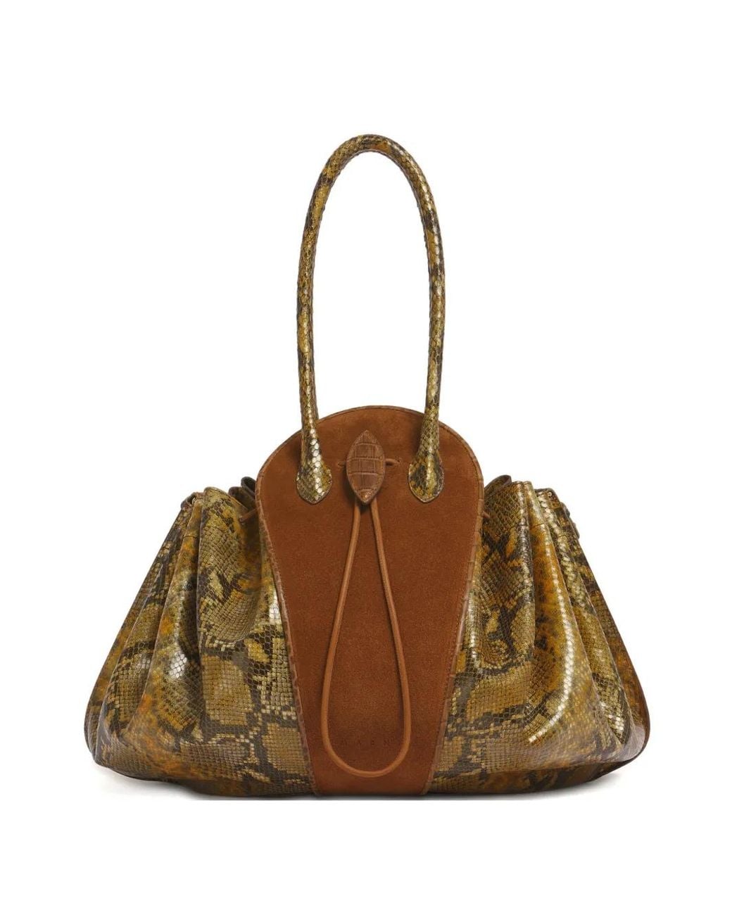 Marni Brown Large Python-Print Shoulder Bag