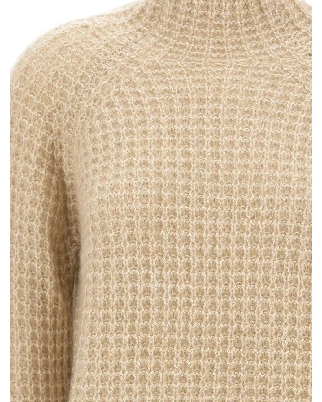 Hemisphere Natural Open-Knit Mock-Neck Sweater