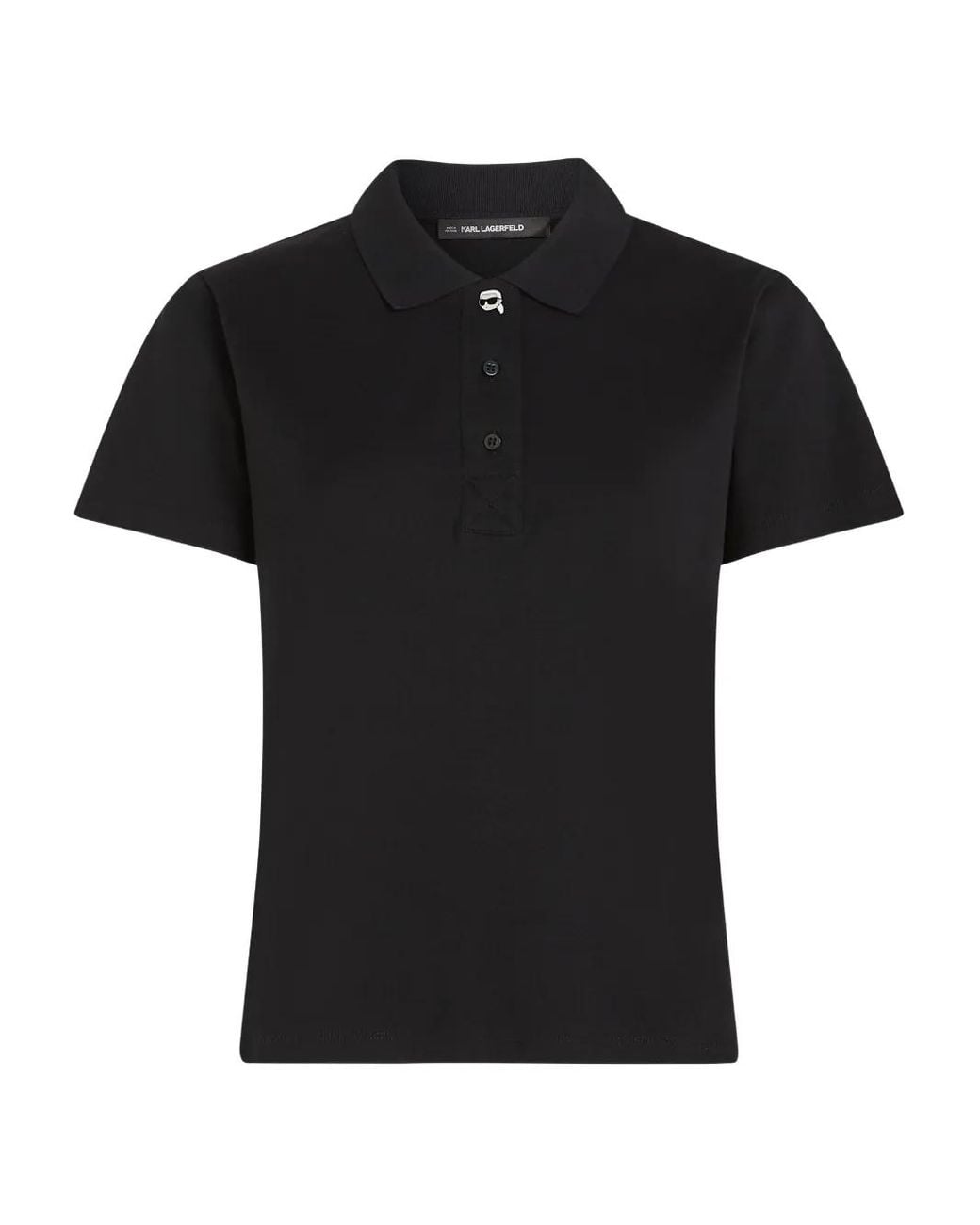 Karl Lagerfeld Black Ikon Button Polo Shirt