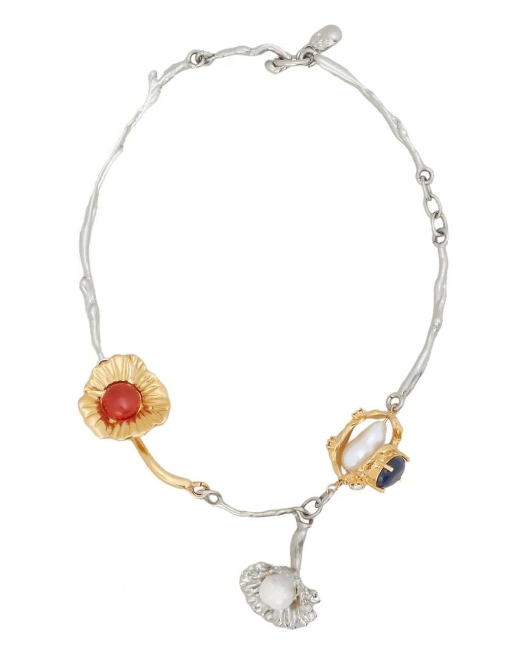 Marni Metallic Flower Charms Necklace