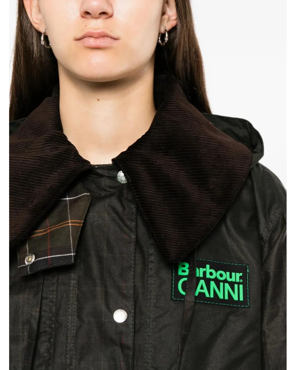 Barbour Black X Ganni Hooded Coat