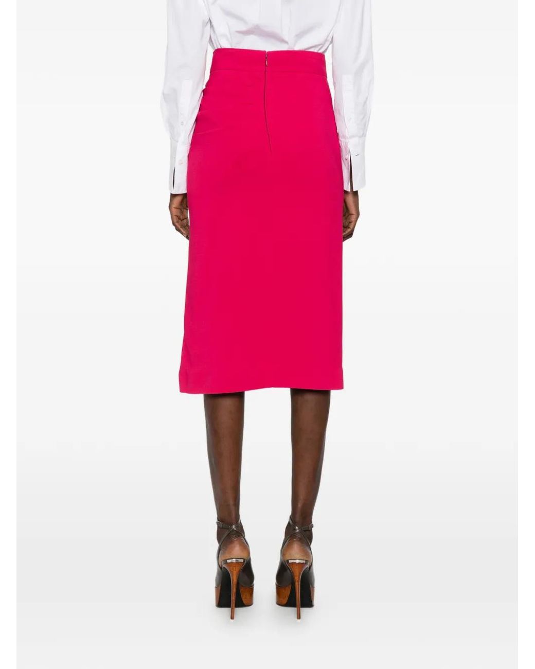 Valentino Garavani Pink Zip-Fastening Midi Skirt