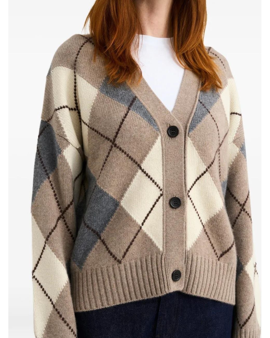 Pringle of Scotland Natural Argyle Cashmere Cardigan