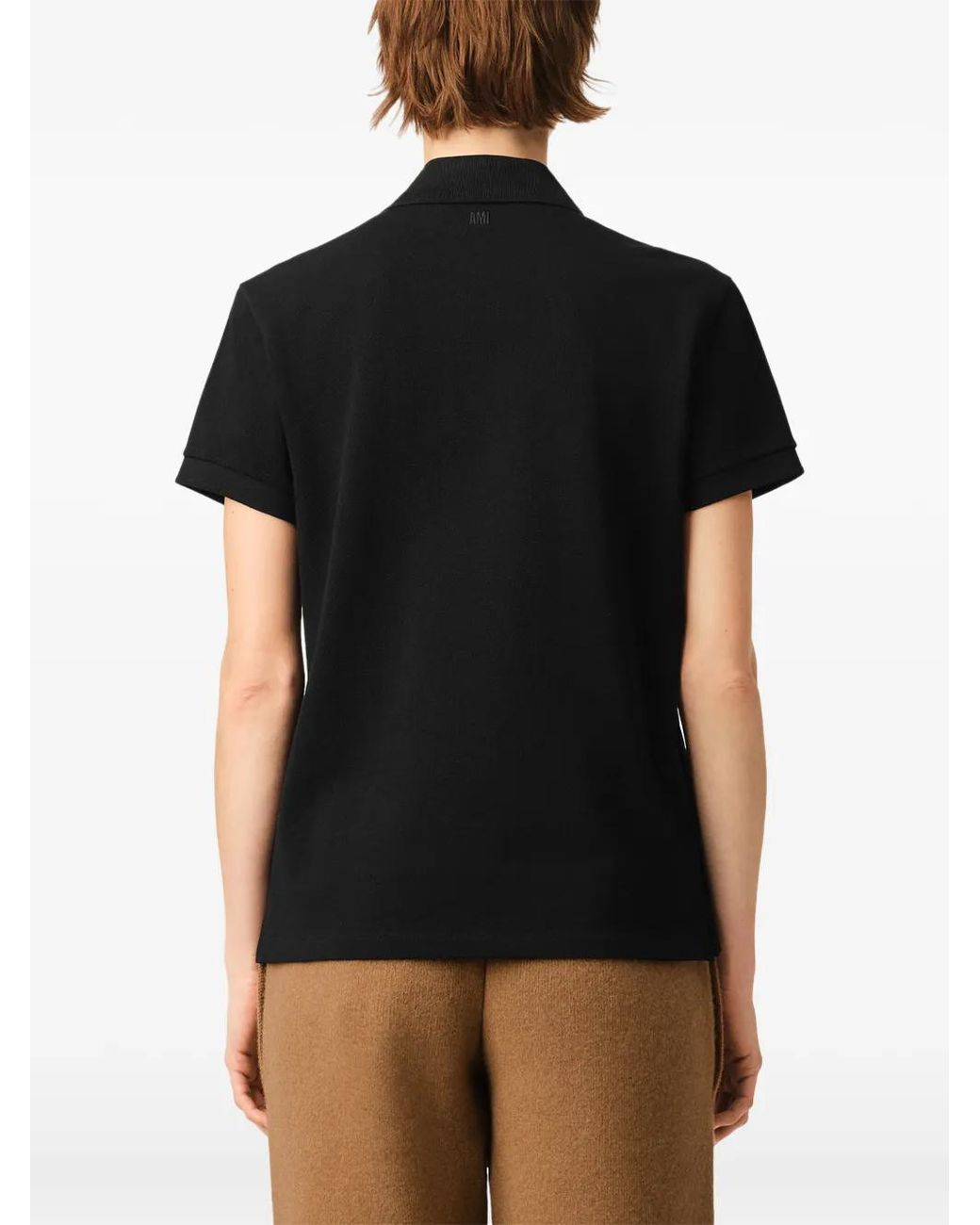 AMI Black Ami De Coeur Cotton Polo Shirt