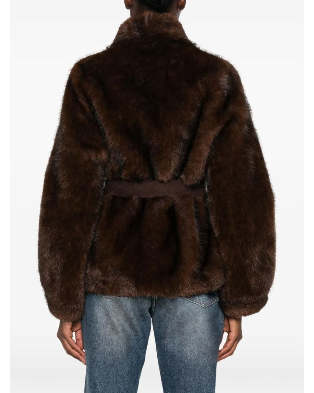 VALENTINI 1972 Brown Faux-Fur Belted Jacket