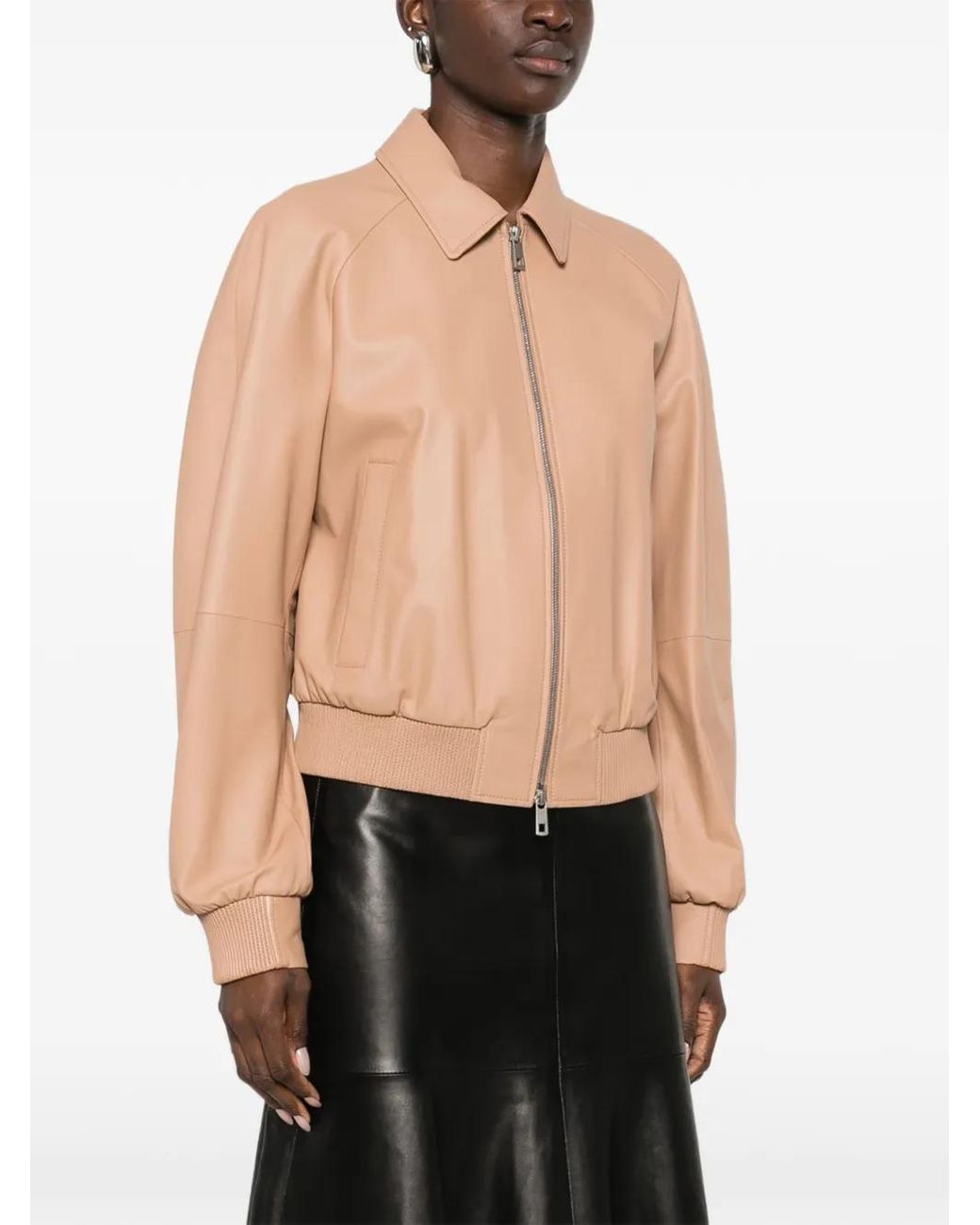 Desa Nineteenseventytwo Natural Zipped Leather Jacket