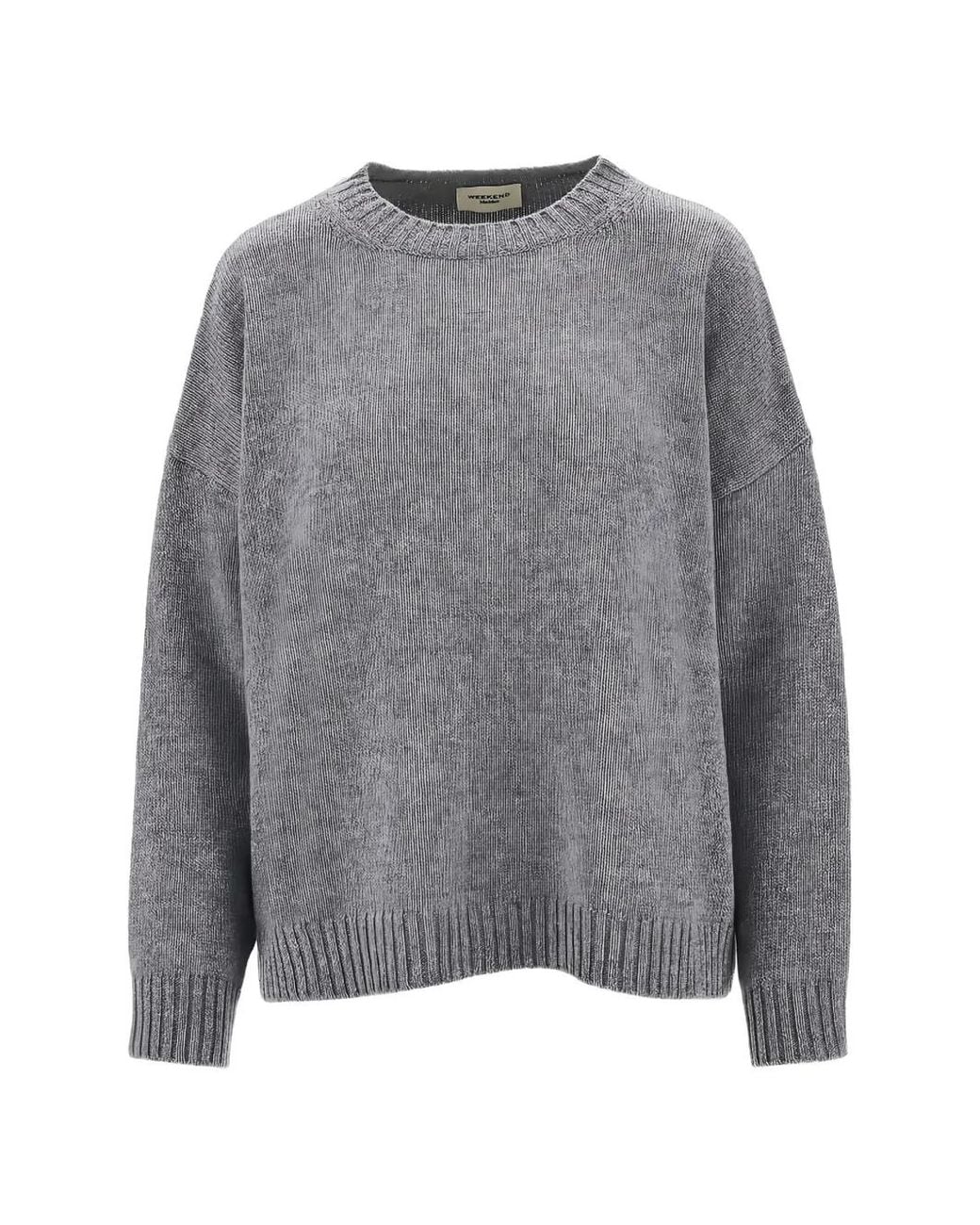 Weekend by Maxmara Gray Crew-Neck Drop-Shoulder Sweater